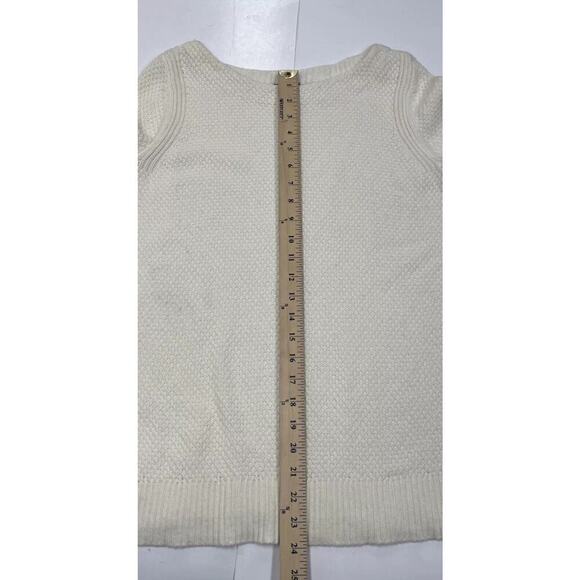 Talbots MP Lambswool Blend Ivory Pullover Sweater Ribbon Bow Sleeved Artsy - Picture 11 of 12